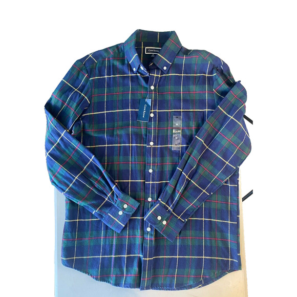 Club Room Shirt Mens Size Medium Long Sleeve Flannel NEW Blue Green Plaid Tartan - Picture 5 of 13